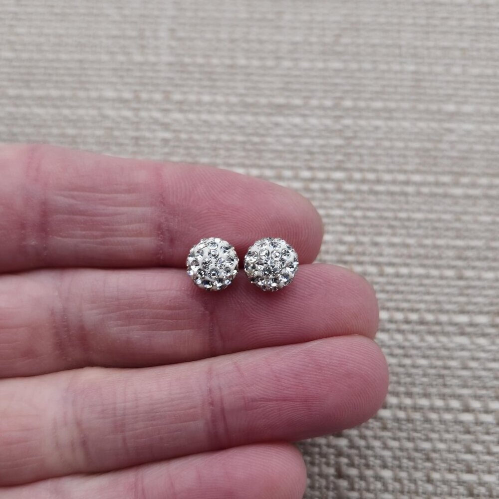 Sterling Silver Clear Crystal Orb Stud Earrings A3402